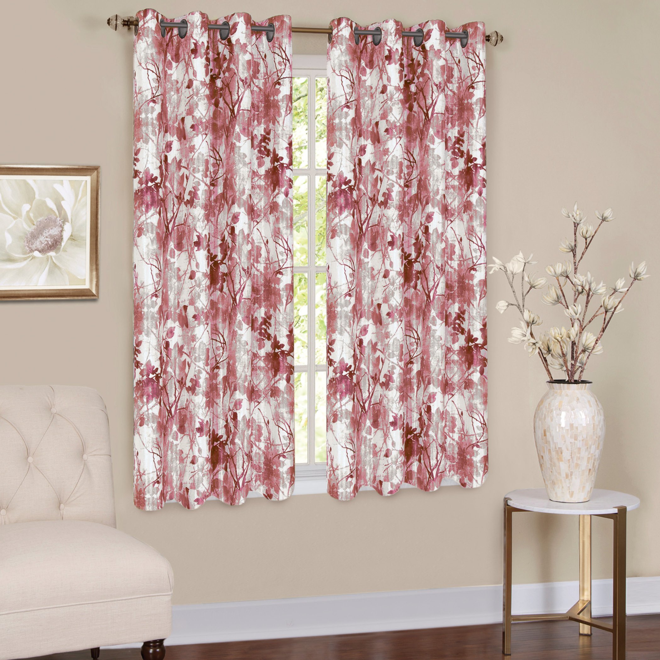 Tranquil Trees Grommet Top Insulated Room Darkening Thermal Black Out Window - Picture 5 of 13