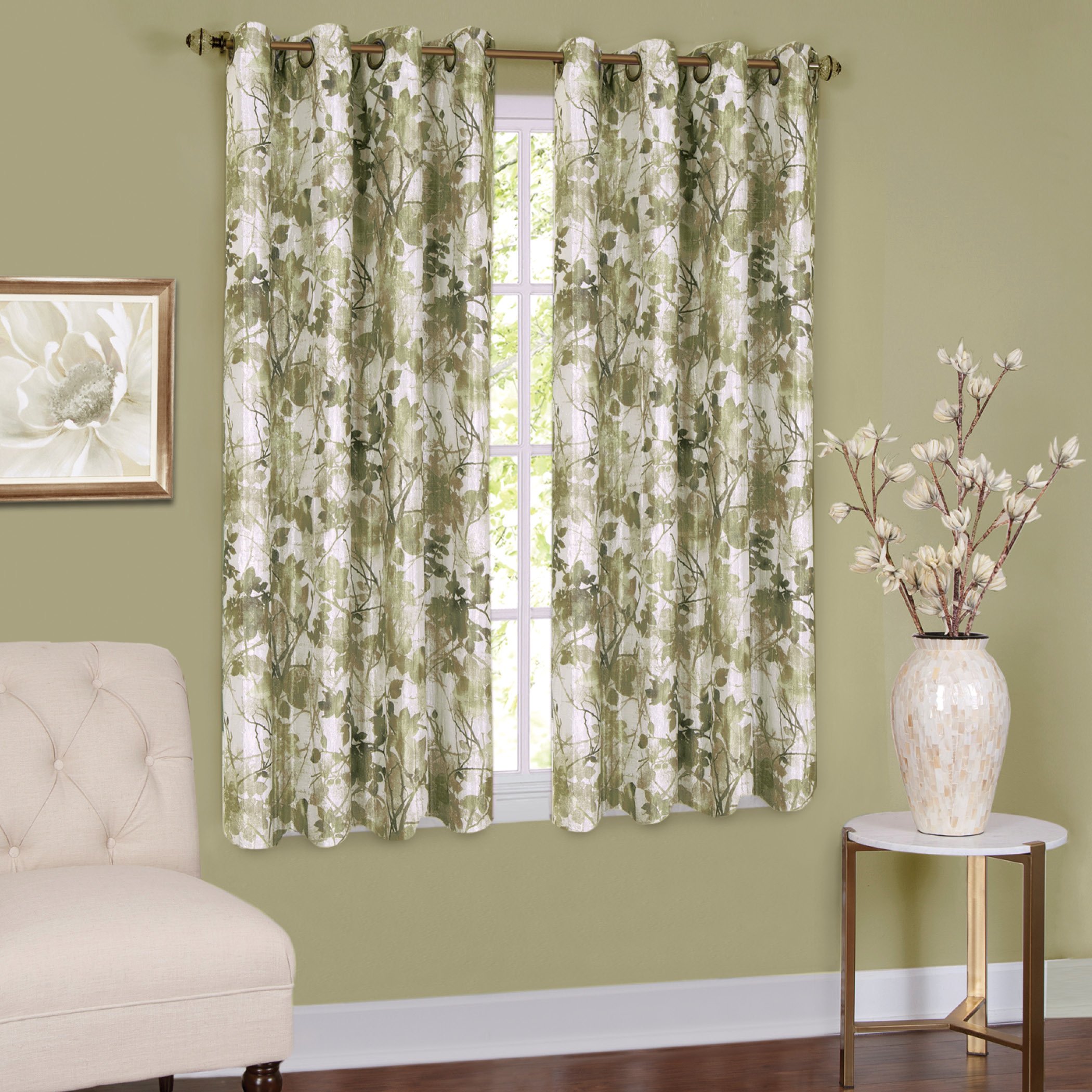 Tranquil Trees Grommet Top Insulated Room Darkening Thermal Black Out Window - Picture 7 of 13