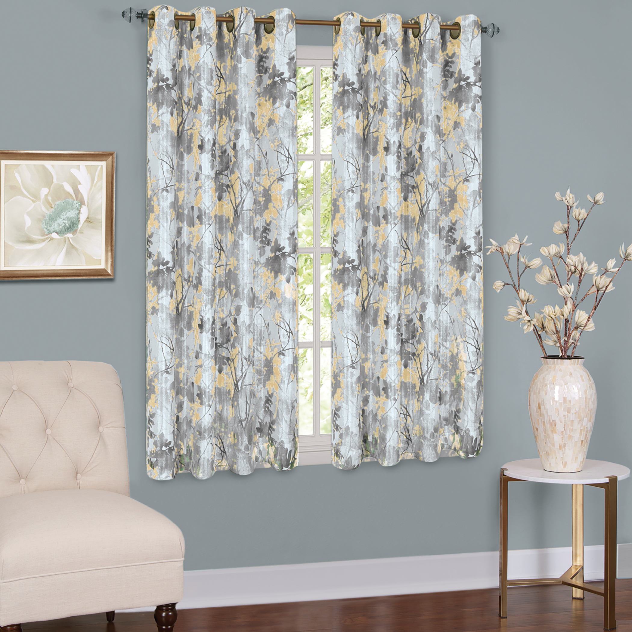 Tranquil Trees Grommet Top Insulated Room Darkening Thermal Black Out Window - Picture 11 of 13