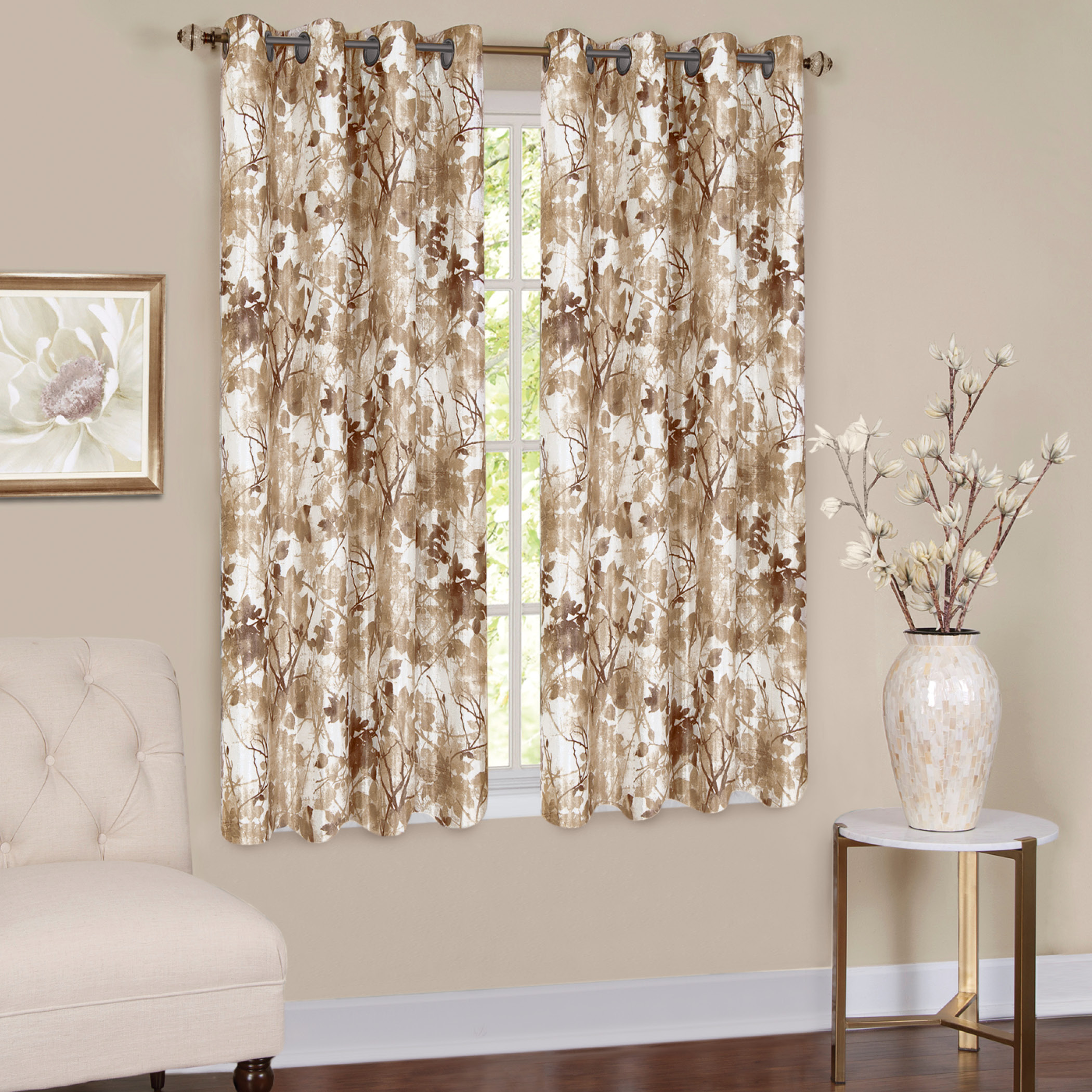 Tranquil Trees Grommet Top Insulated Room Darkening Thermal Black Out Window - Picture 13 of 13