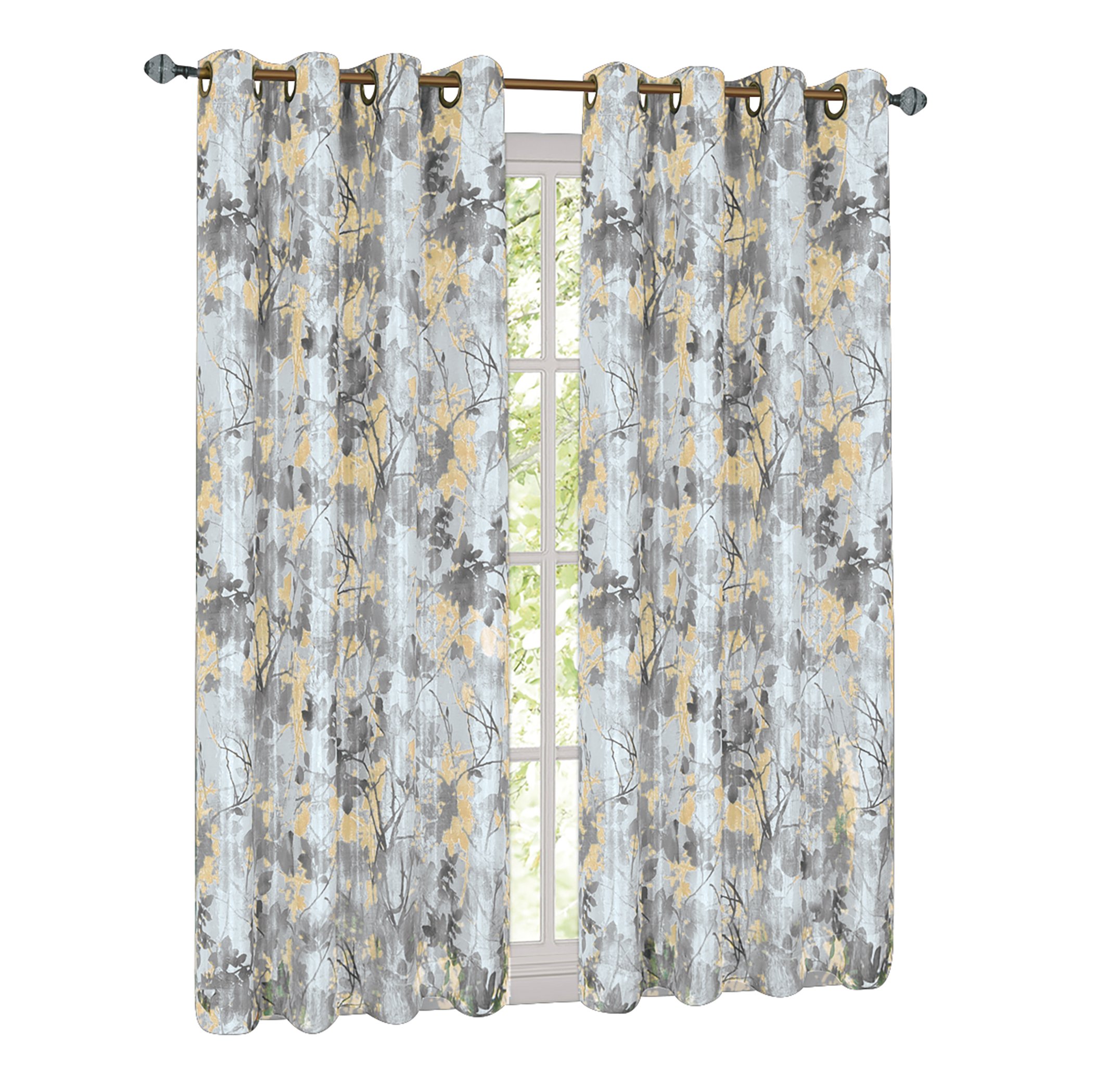 Tranquil Trees Grommet Top Insulated Room Darkening Thermal Black Out Window - Picture 10 of 13