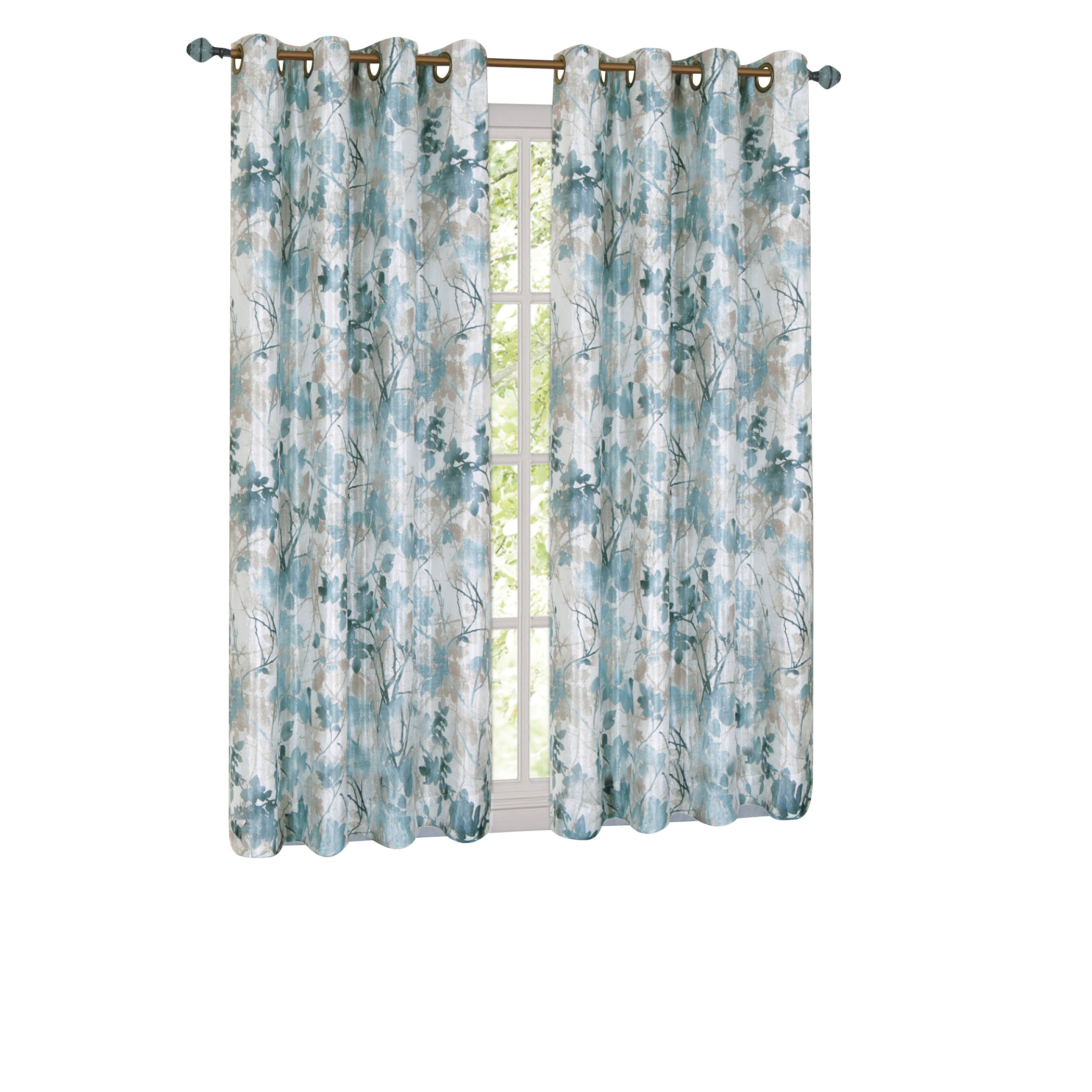 Tranquil Trees Insulated Curtain Panel, Single Panel, 50" x 84" Unisex Green, 50" x 84"