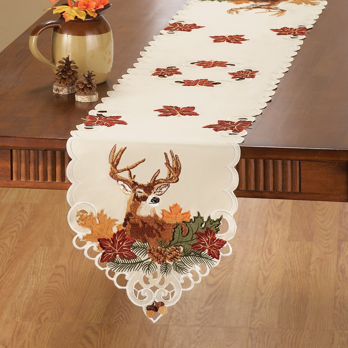 Embroidered Deer Harvest Table Linens Collections Etc.