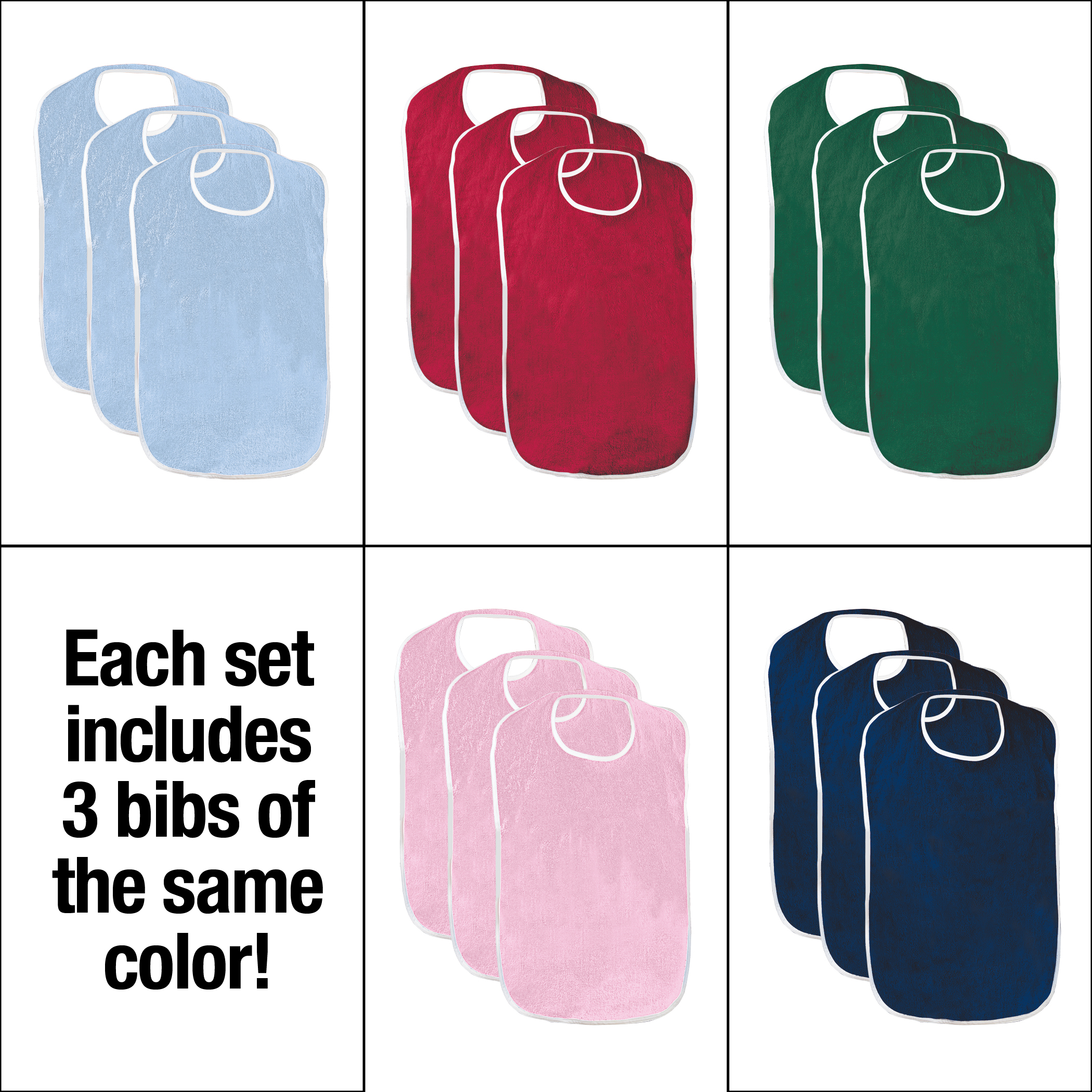 Washable Cotton Terry Full Coverage Bibs - 3 Pack - Bild 7 von 37