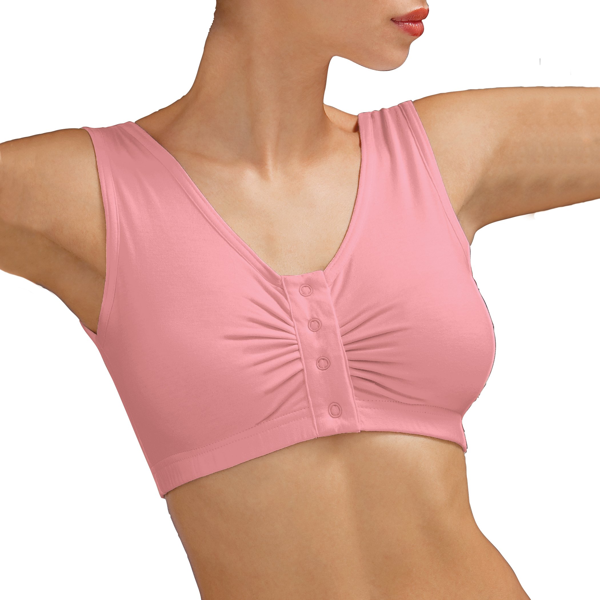 Wide Shoulder Strap Seamless Easy-Close Snap Front Bra