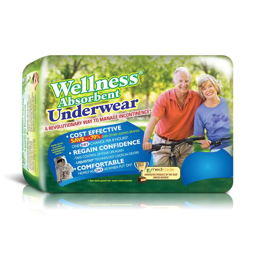 Wellness Absorbent Disposable Underwear, Single Pack Large