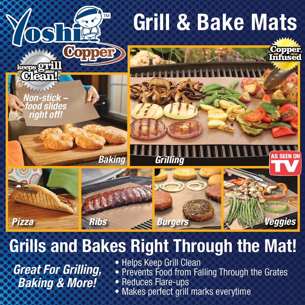 Yoshi Copper Reusable Grill and Bake Mats Collections Etc.