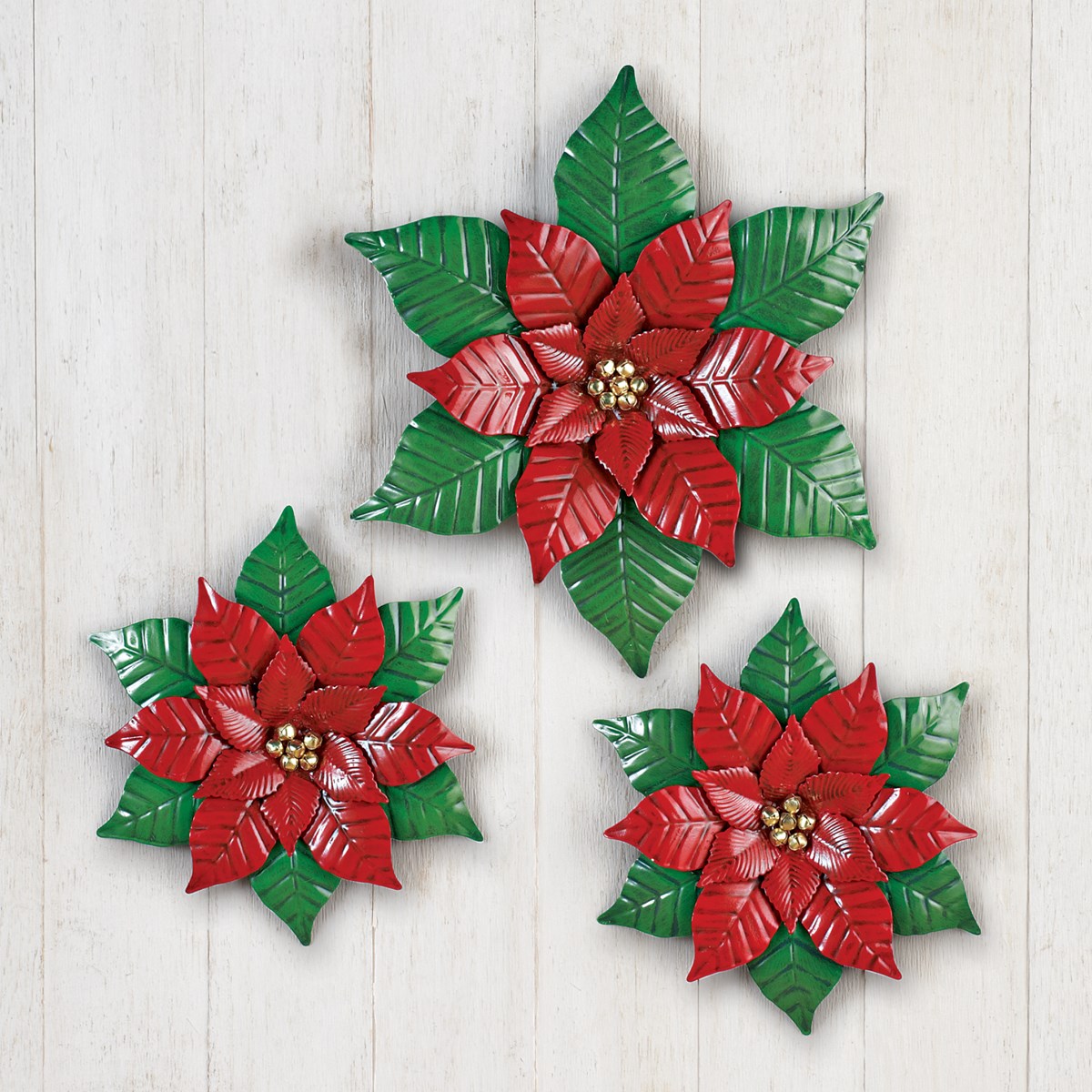 Poinsettia Christmas Outdoor Wall Decor Set Collections Etc.