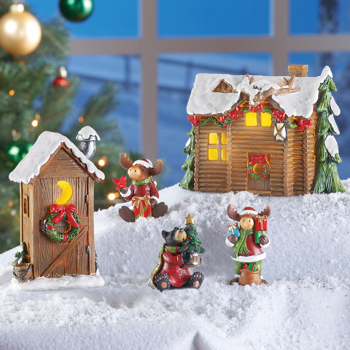 Woodland Cabin Christmas Village Set Collections Etc.