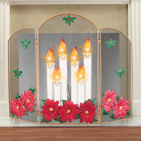 Lighted Candle Decorative Fireplace Screen Collections Etc