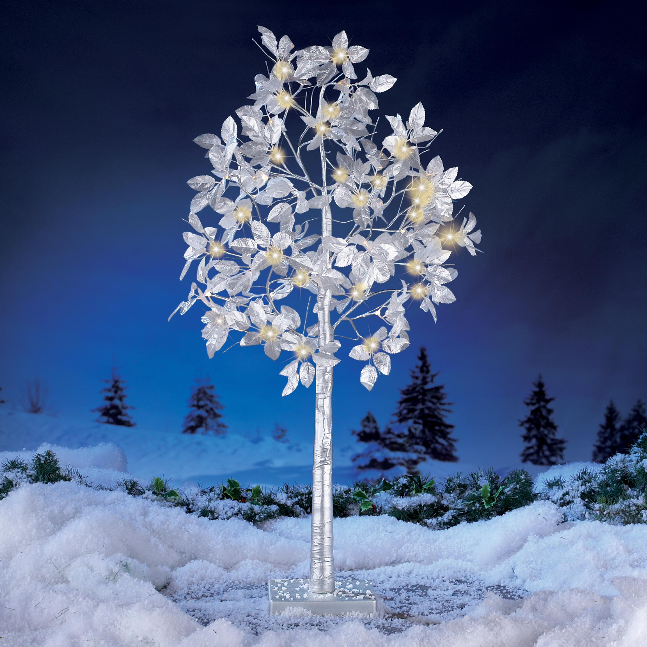 Elegant Silver Leaf Lighted Tree Collections Etc Elegant Silver Leaf Lighted Tree Collections Etc