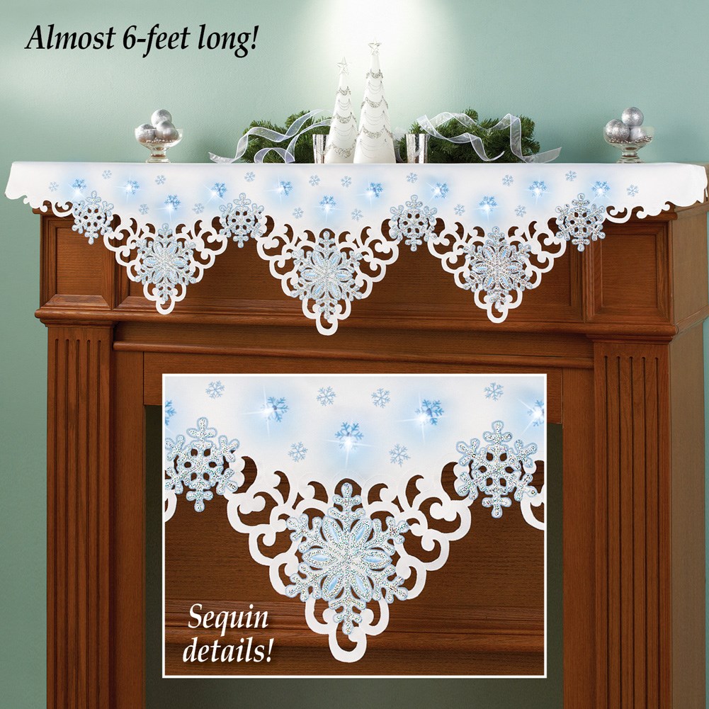 Snowflakes Christmas Mantel Scarf Decoration Collections Etc.