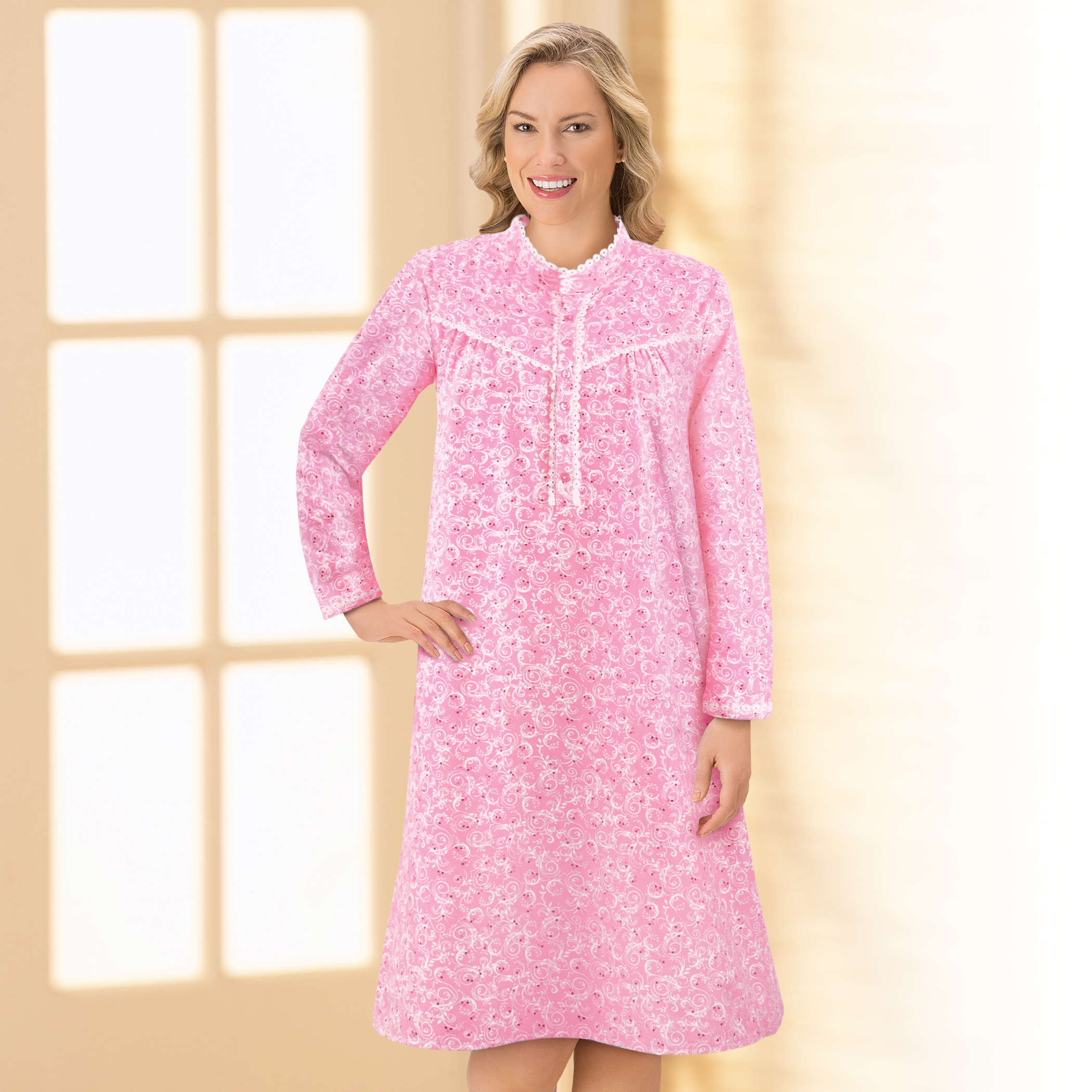 long sleeve flannel night gown