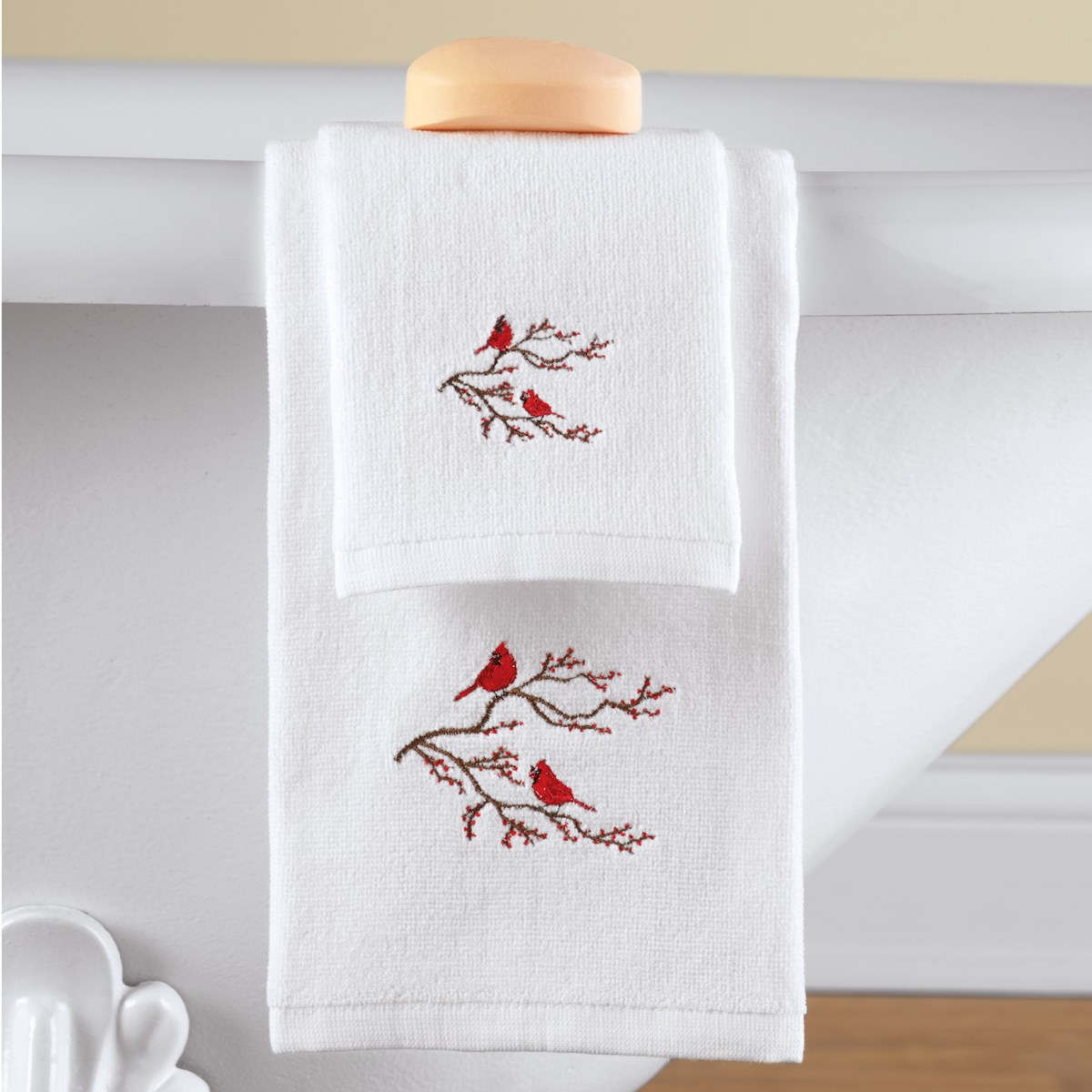 2pc Winter Cardinal Bathroom Towel Set Collections Etc.