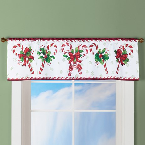 Candy Cane Christmas Curtain Valance Collections Etc