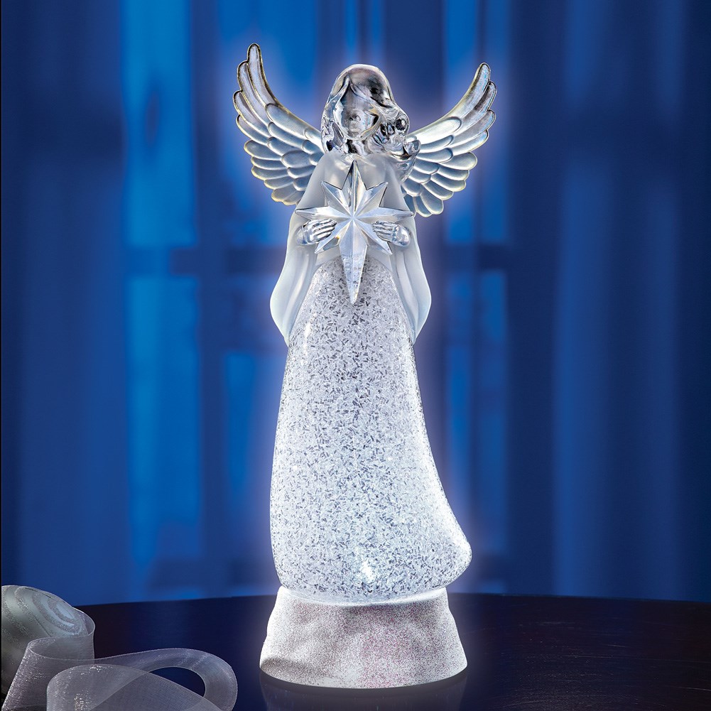 Lighted Acrylic Angel Figurine with Star | Collections Etc.