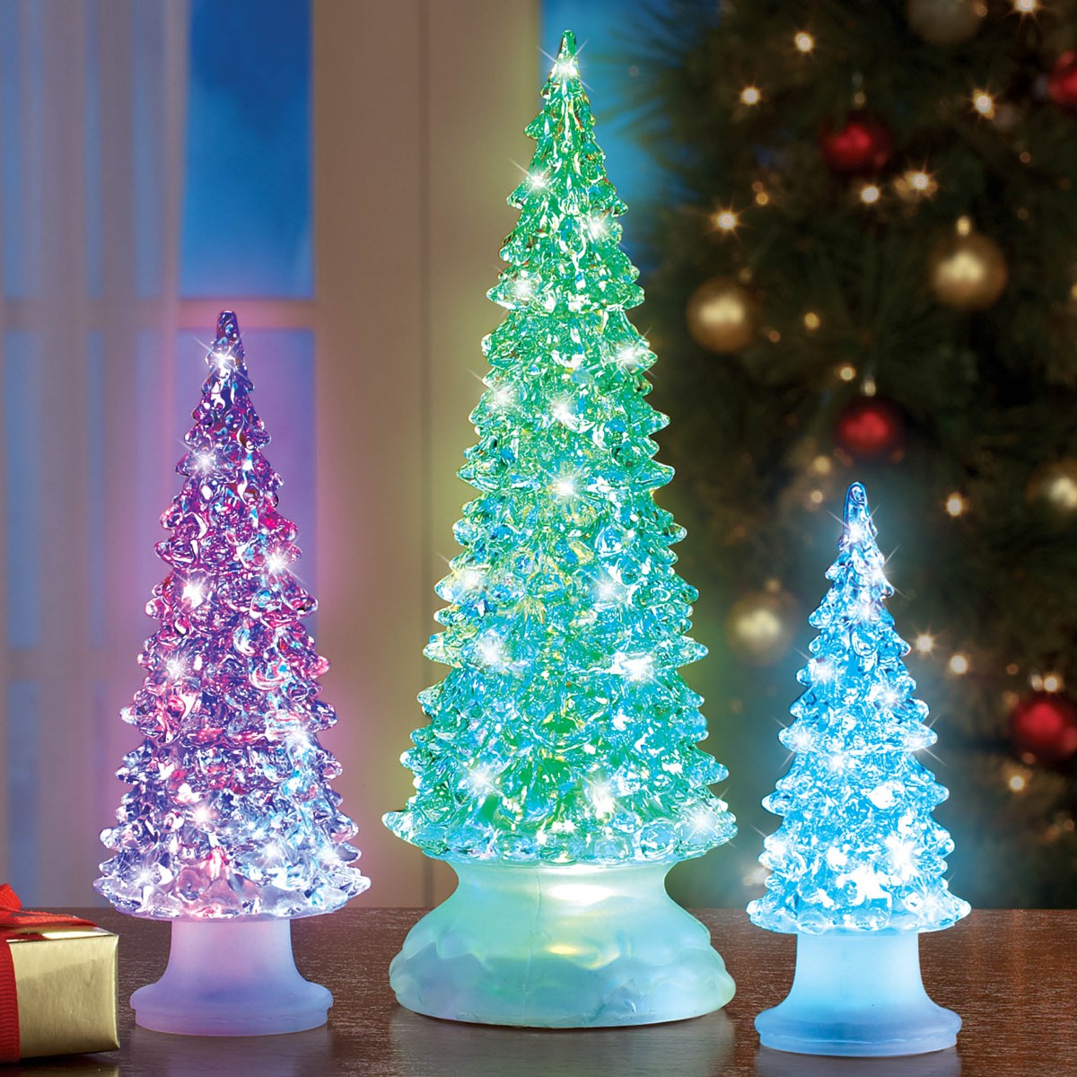 Color Changing Acrylic Christmas Tree Figurines Collections Etc.