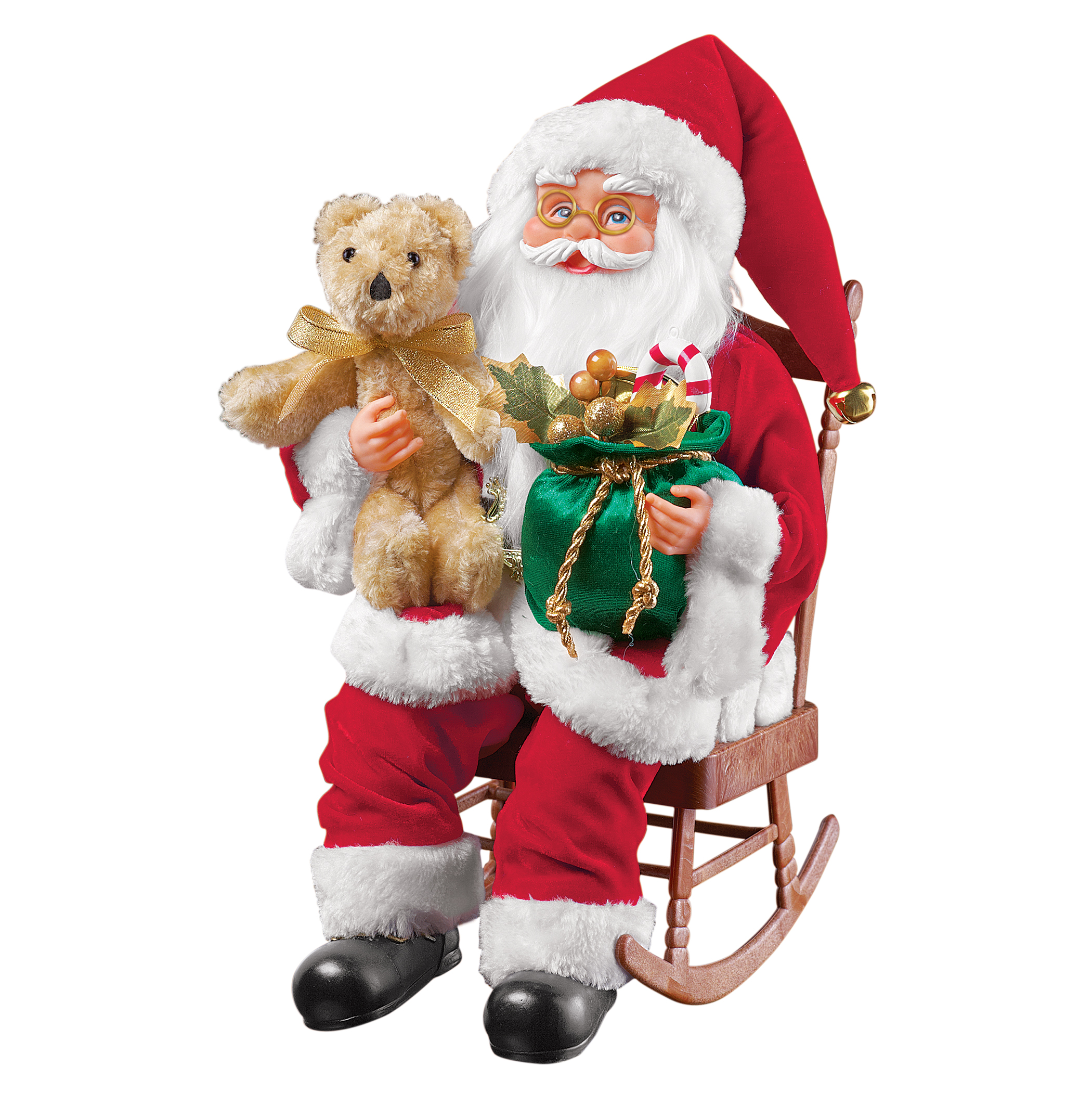 Musical Santa Claus Figure in Rocking Chair 9 X 10 X 15 red