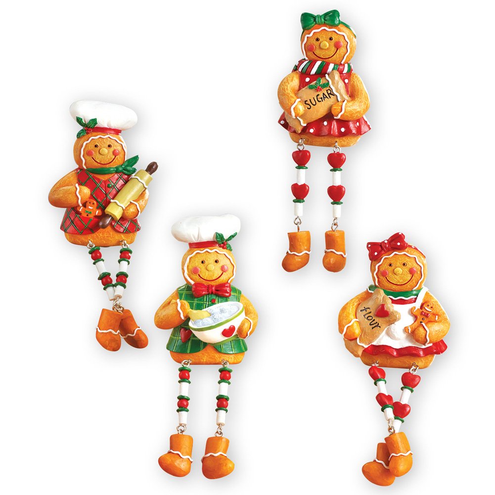 Christmas Gingerbread Sitters -Set of 4 2.75 X 2.25 X 6.25 Brown