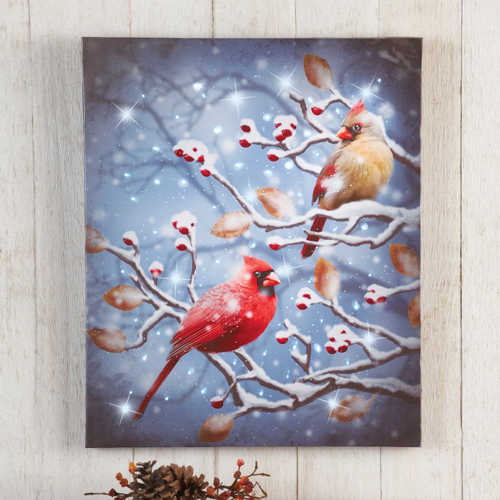 Winter Cardinal Lighted Canvas Wall Art Collections Etc.
