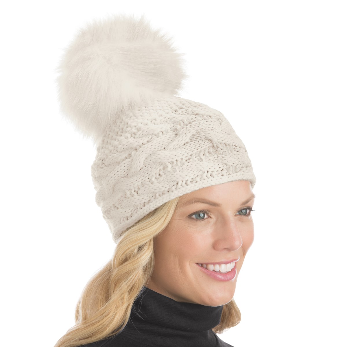 Cable Knit Hat with Large Pom Pom Collections Etc.