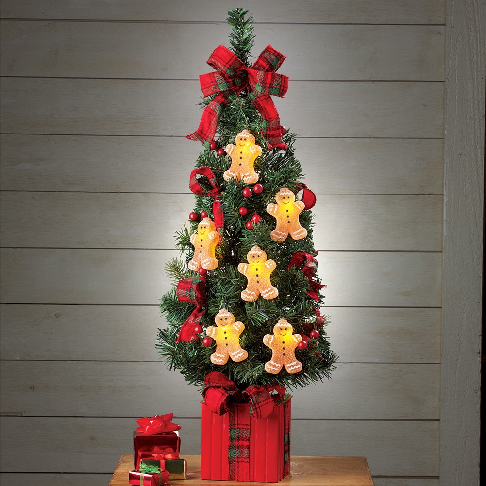Lighted Gingerbread Tabletop Christmas Tree Collections Etc.