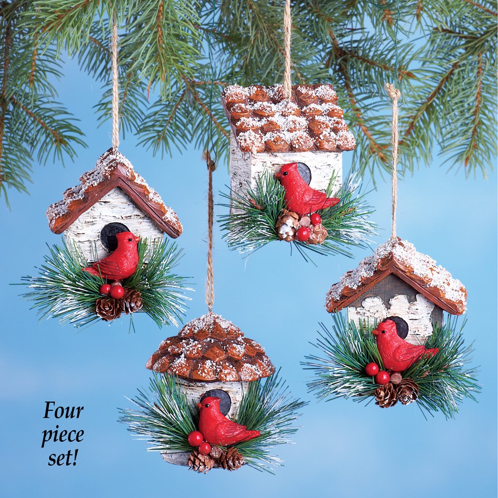 Winter Birdhouse Christmas Ornaments Set Collections Etc.