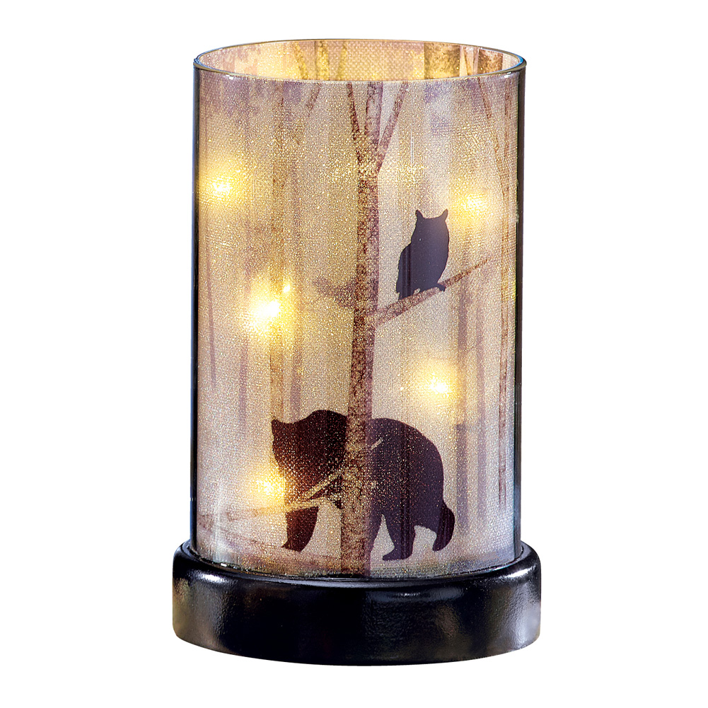 Northwoods Lighted Candle Hurricane 4.5 X 4.5 X 7 Bear Black