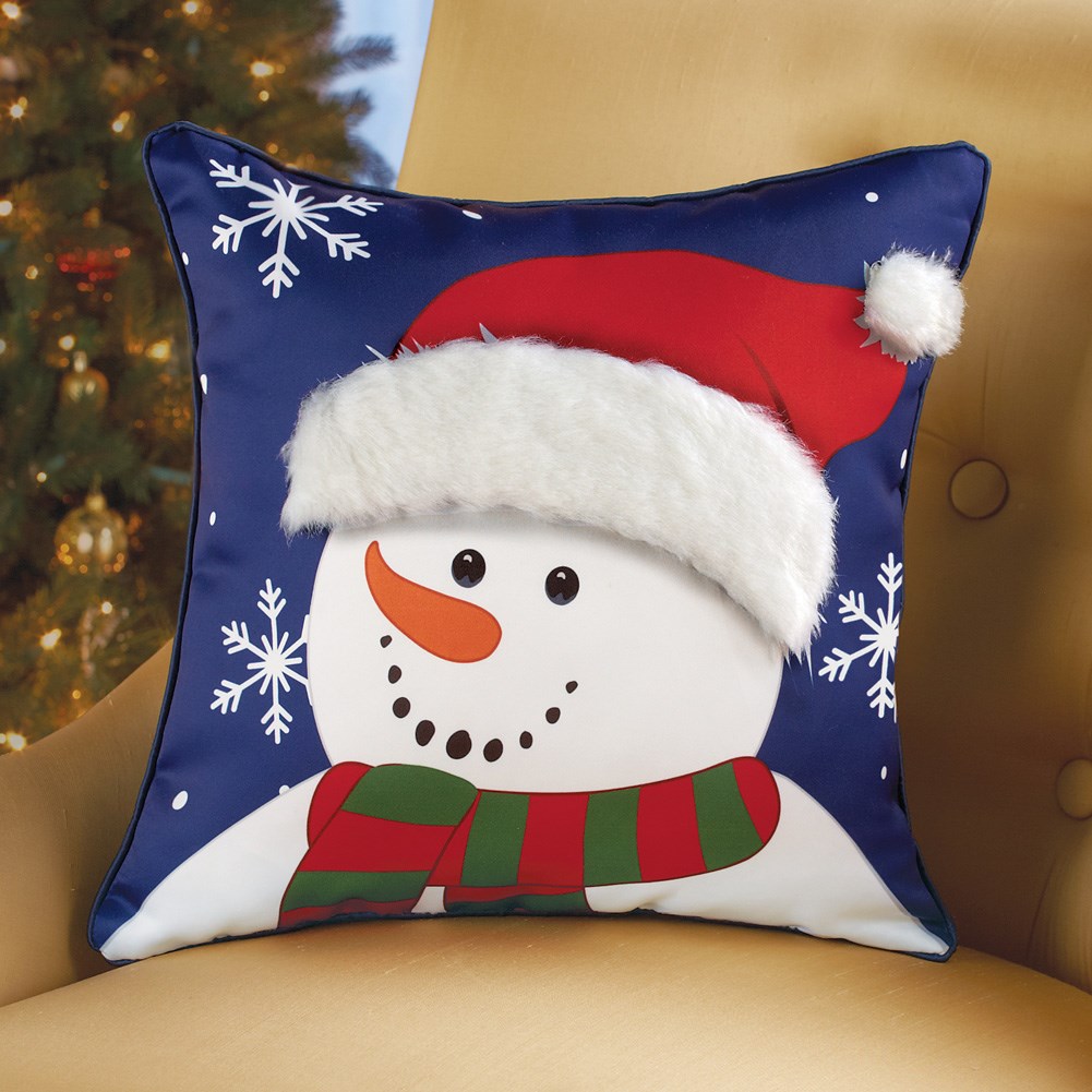 Snowman Faux Fur Christmas Pillow Collections Etc.