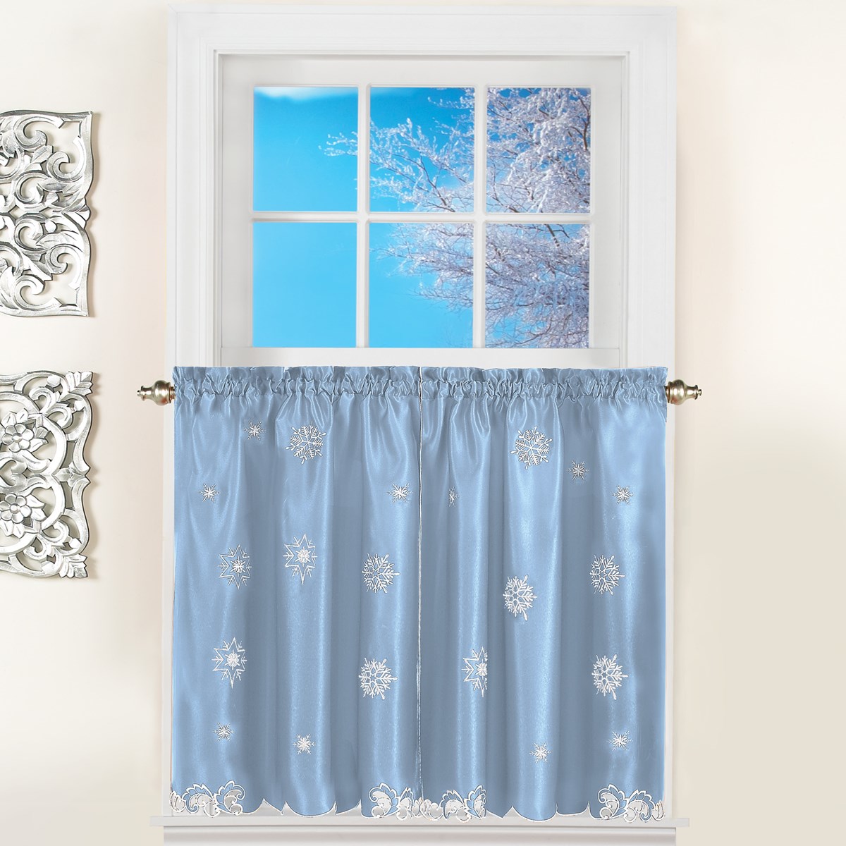 Metallic Snowflake Christmas Curtains Collections Etc.