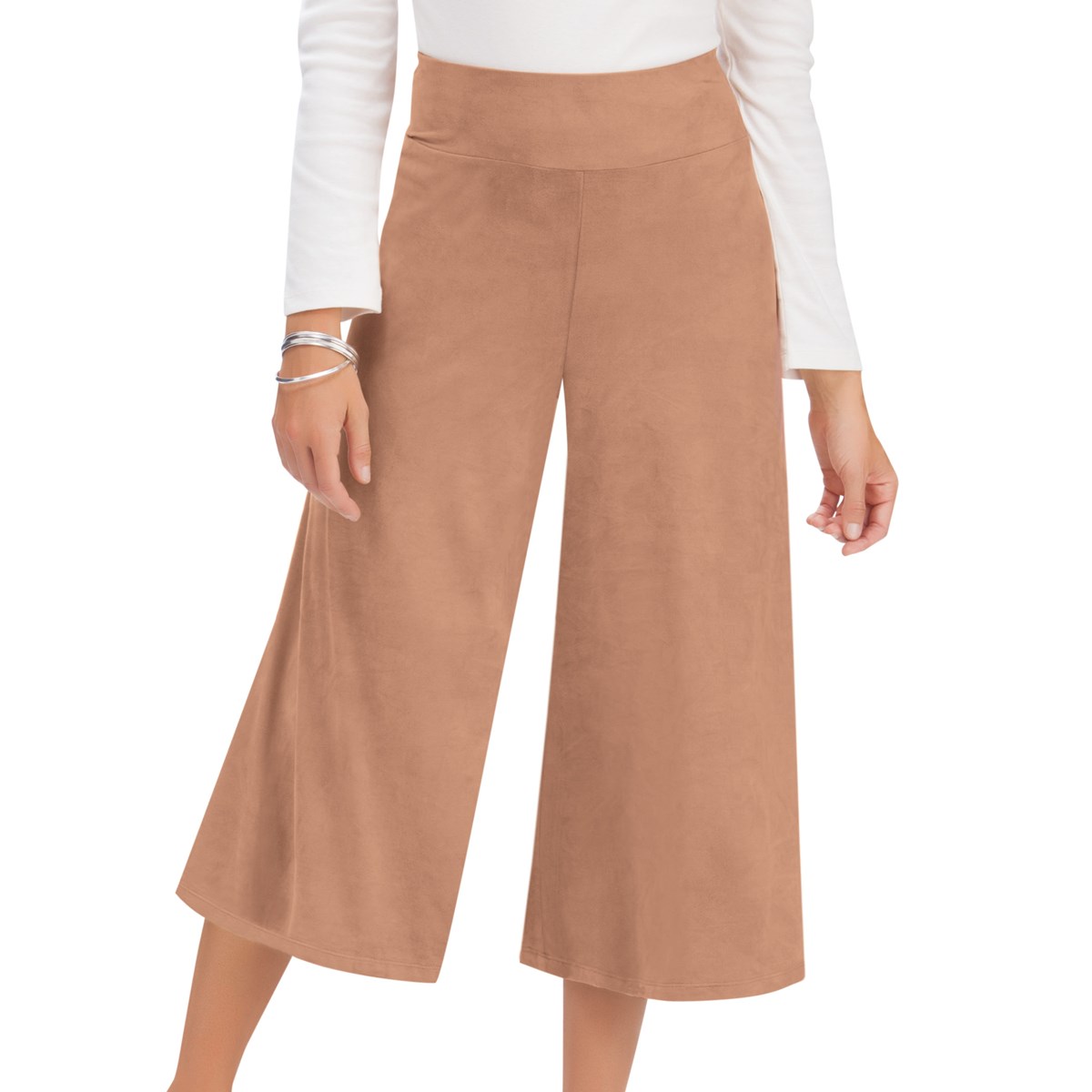 Faux Suede Elastic Waist Split Skirt Collections Etc.