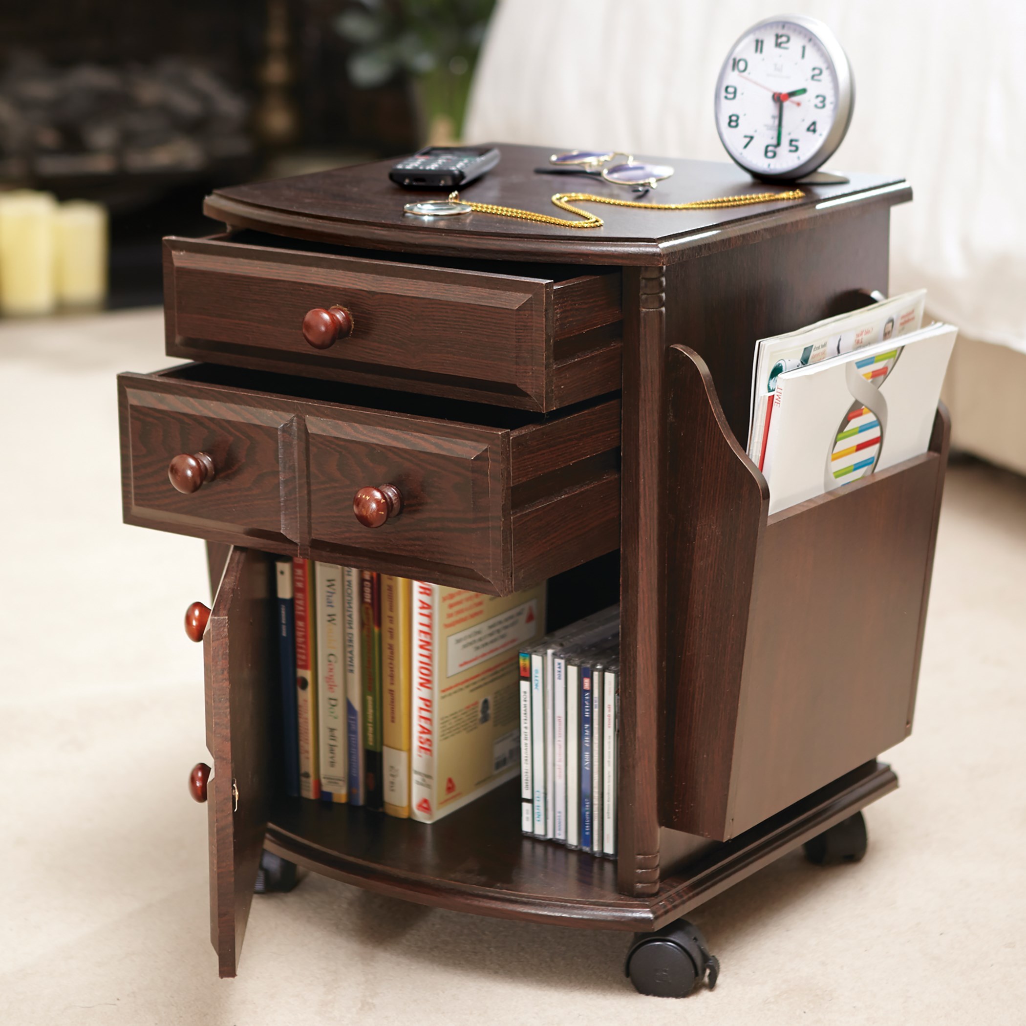 Furniture Home Tables Wheeling Companion Storage Table door and