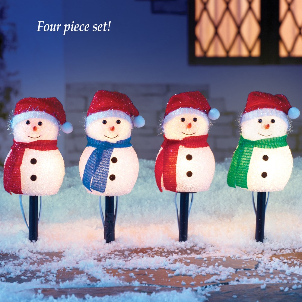 Giza royal blue accent chair Set of 4 Snowman Outdoor Path Lights | Collections Etc.
