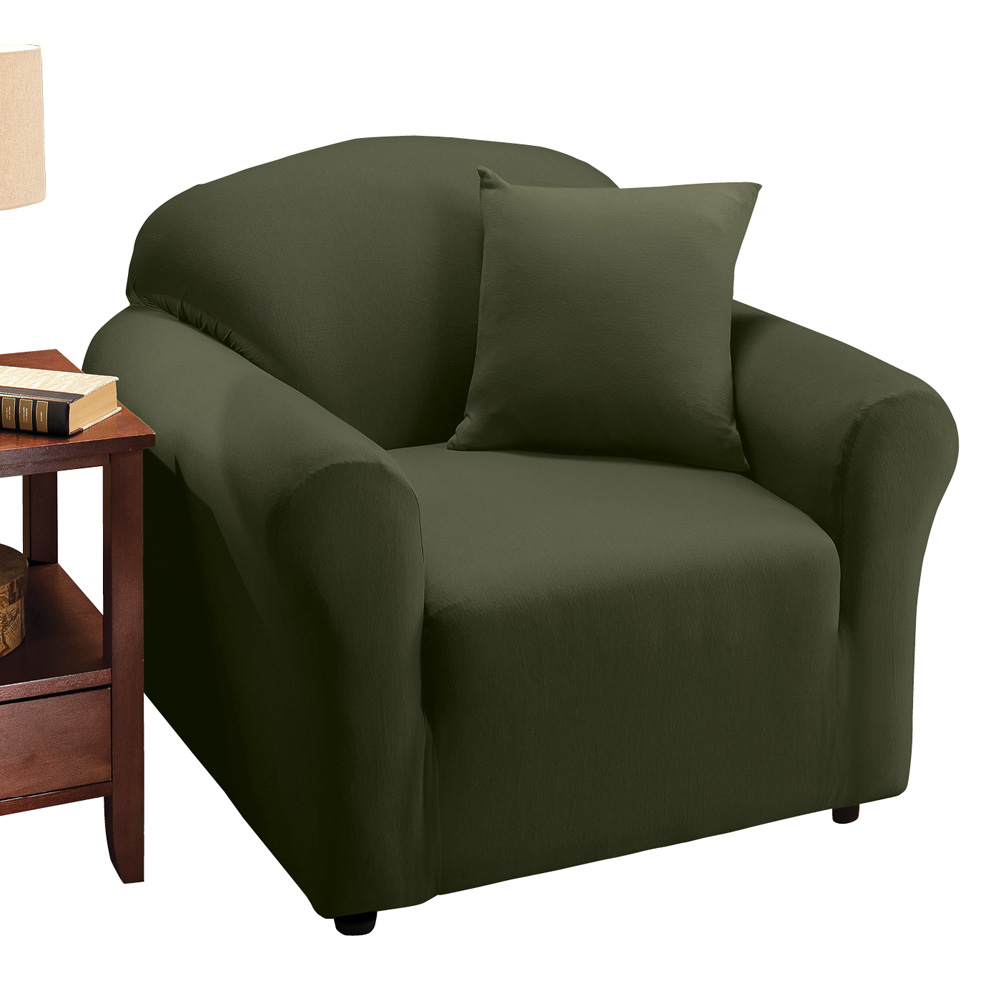 Jersey Stretch Slipcover Furniture Protector, Forest Green, Chair