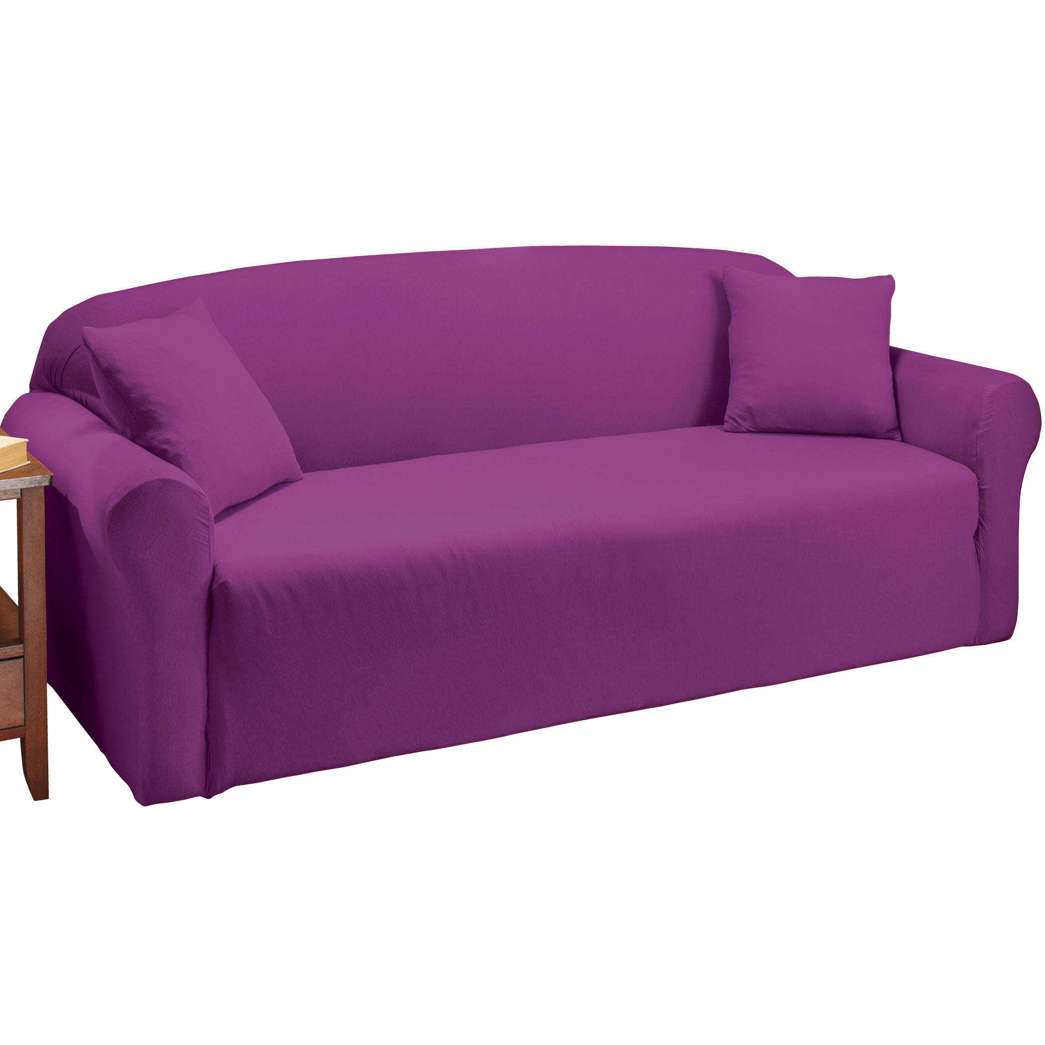 Madison Stretch Jersey Purple Sofa Slipcover, Solid