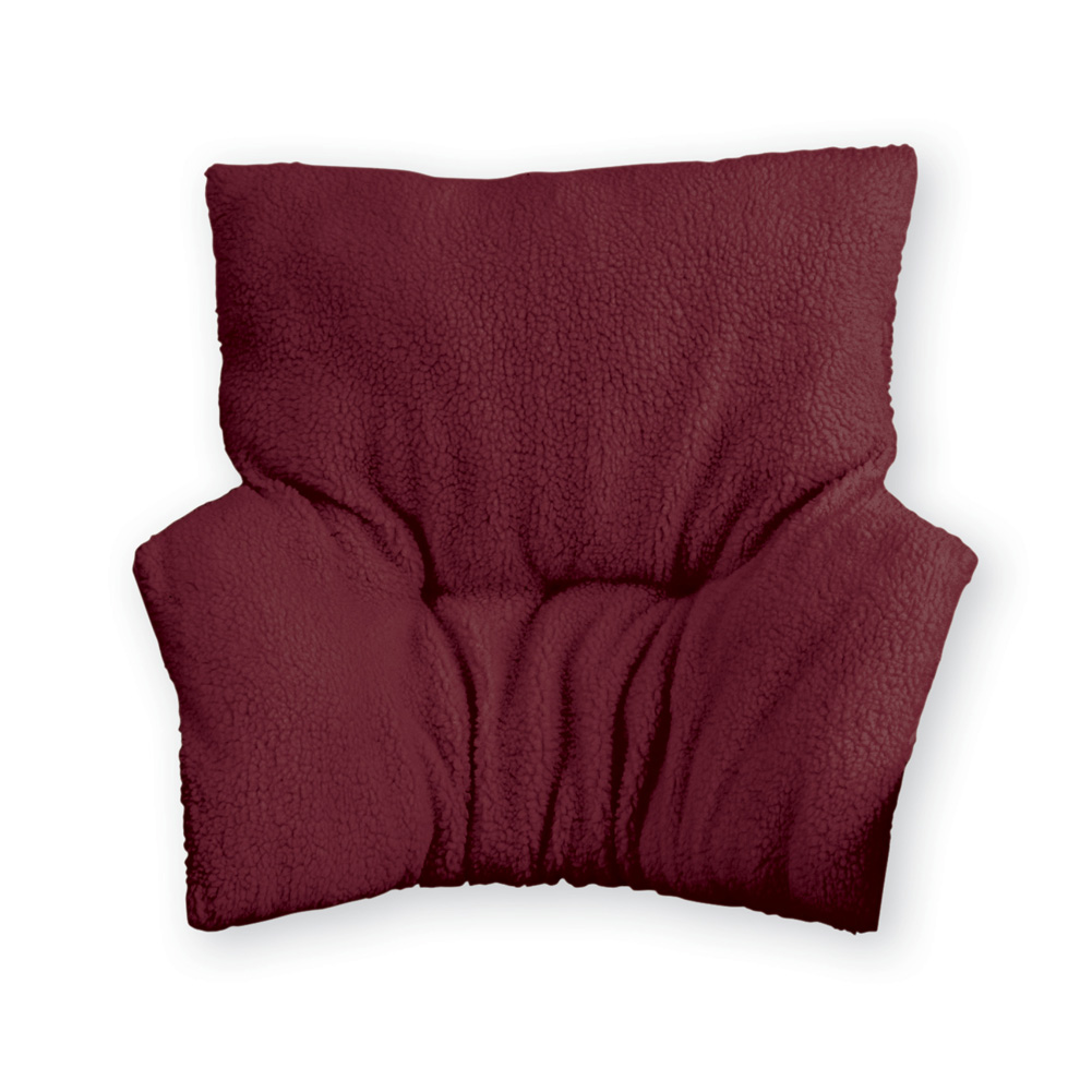 Faux Sheepskin Deluxe Back Rest Support Cushion - Lower Back Support and Comfort for Chair or Bed, Burgundy, 32"L X 5 1/2'W X 27"H