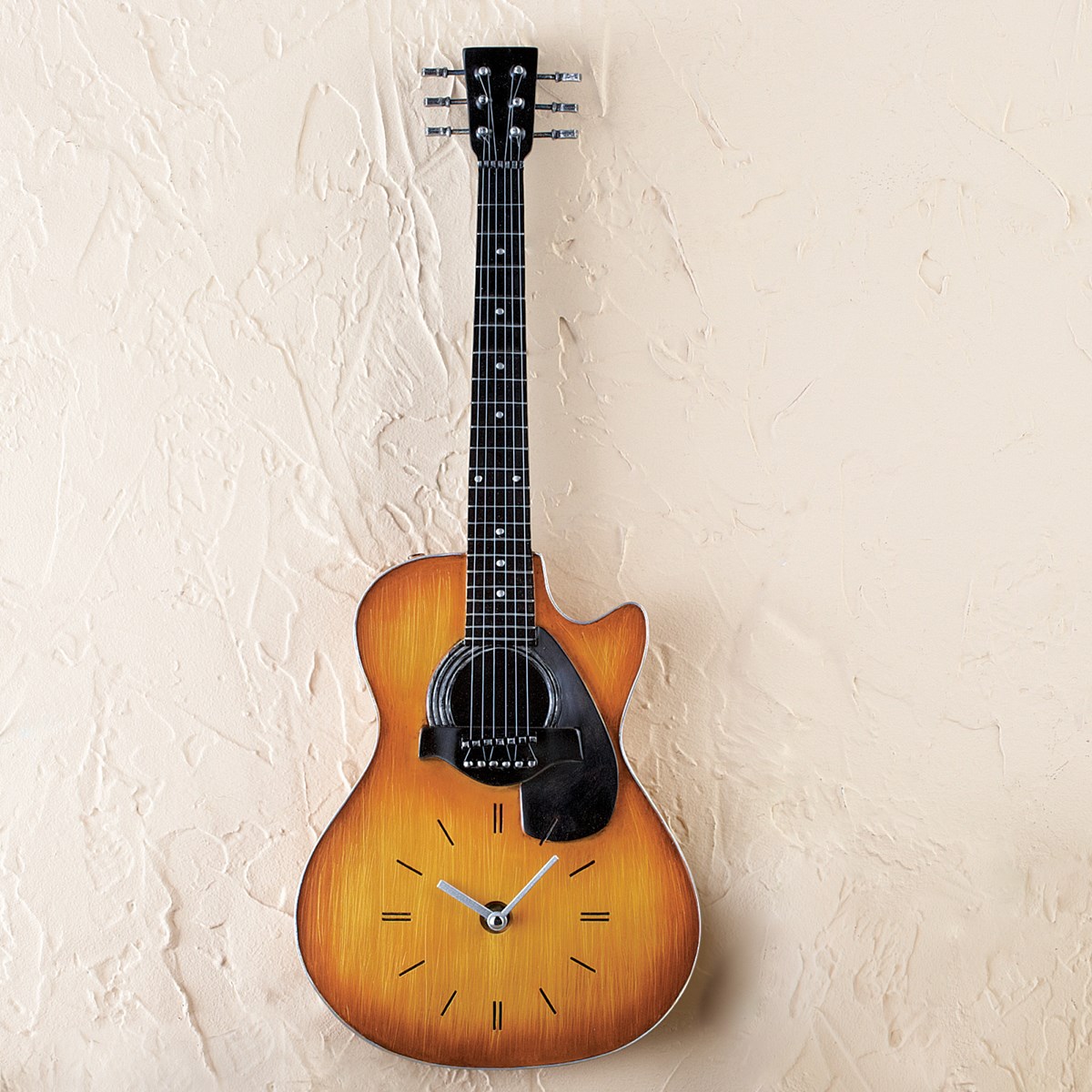 Realistic Guitar Clock Wall Decor 21"H Collections Etc.