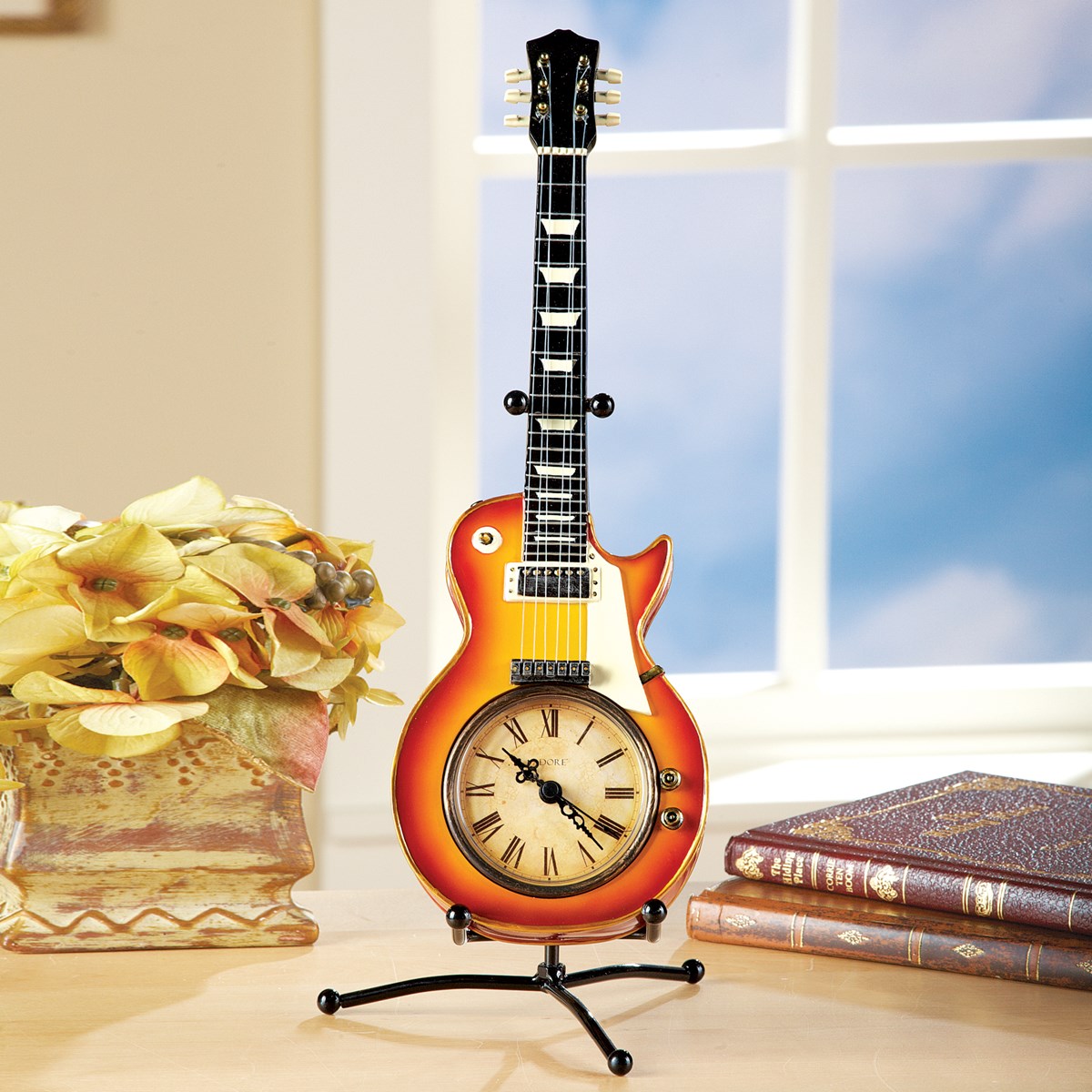 Tabletop Guitar Clock w/ Stand Collections Etc.