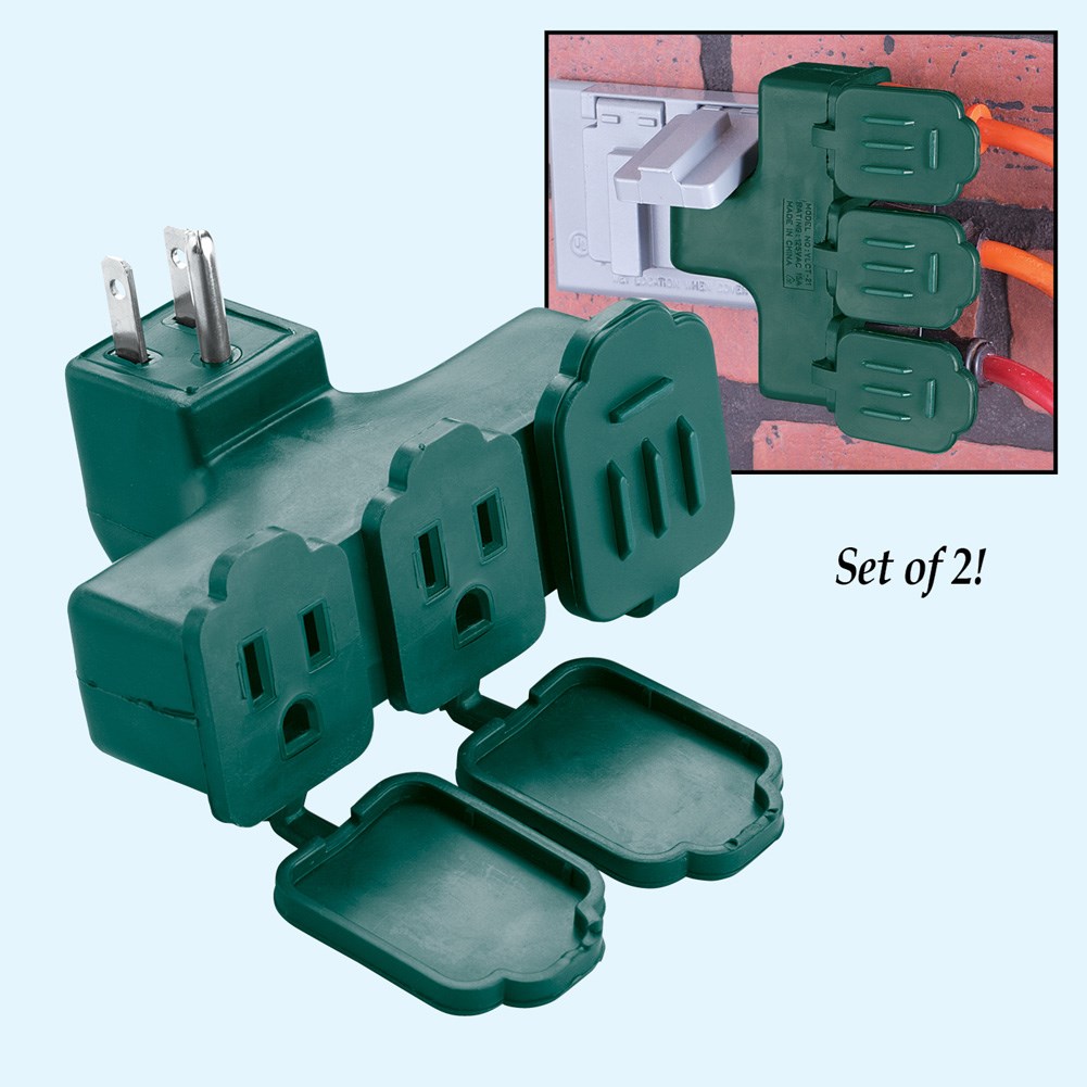 Outdoor 3 Outlet Adapter Set 2 pk. Collections Etc.