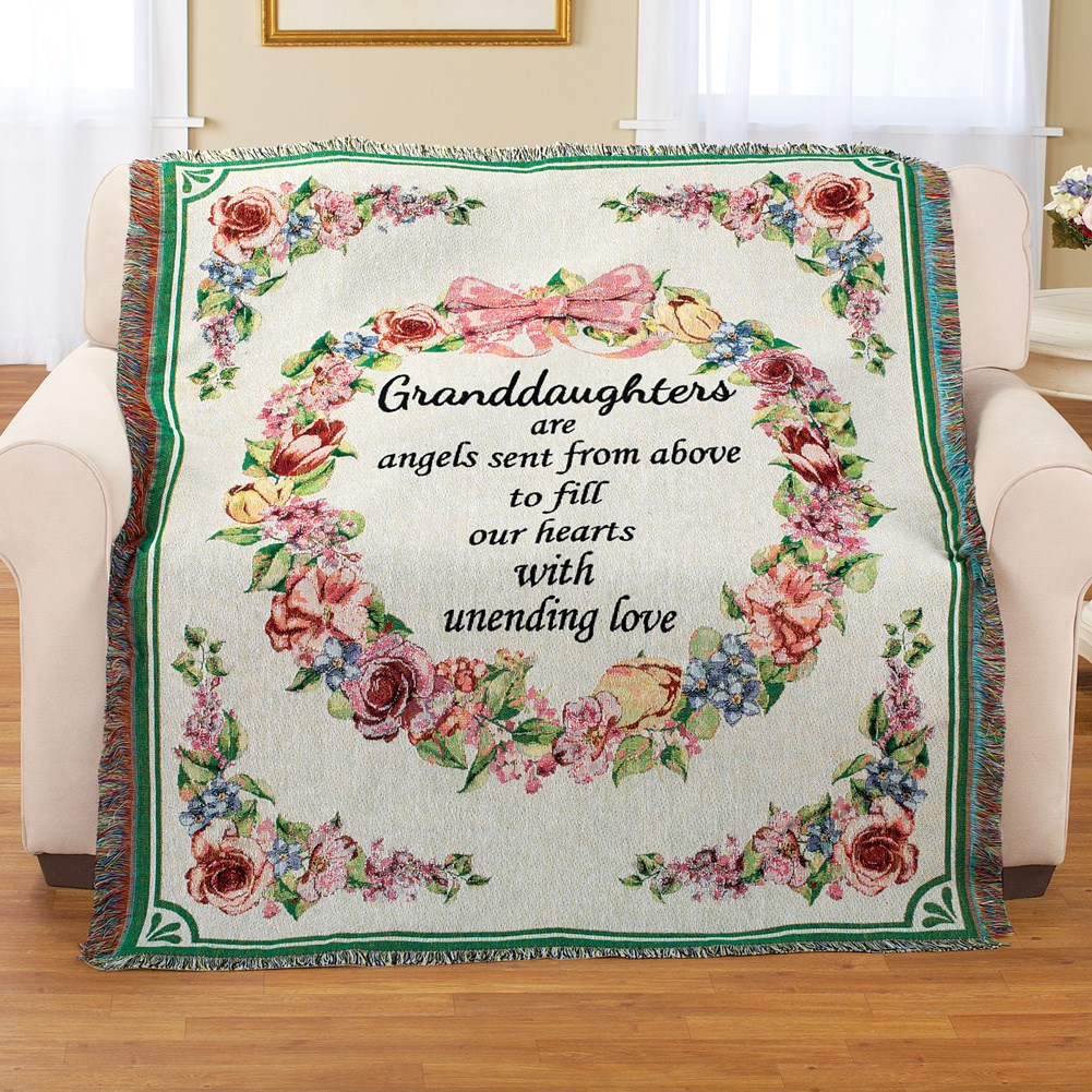 Granddaughters Are Angels Sentiment Tapestry Throw Collections Etc.