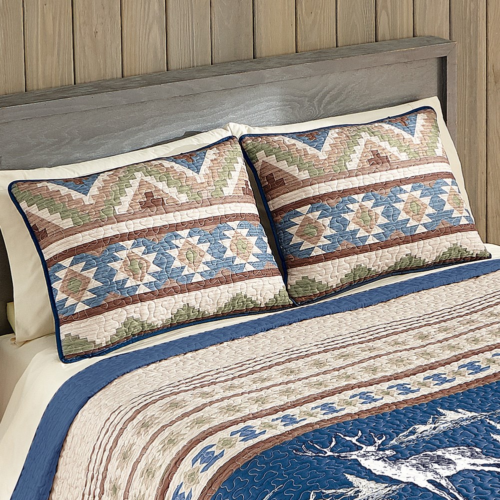 Etched Deer Aztec Cabin Pillow Sham Collections Etc.