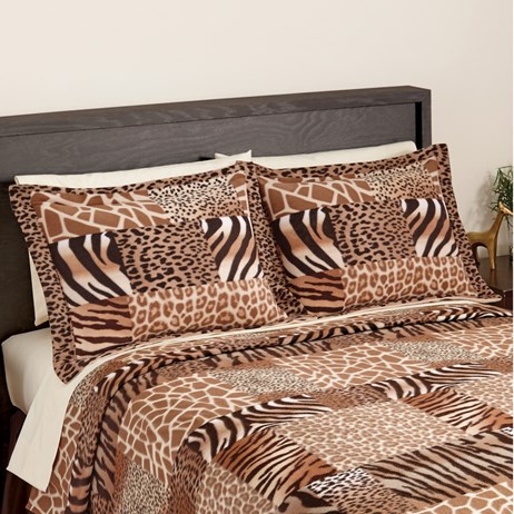 Safari Animal Print Fleece Pillow Sham Collections Etc