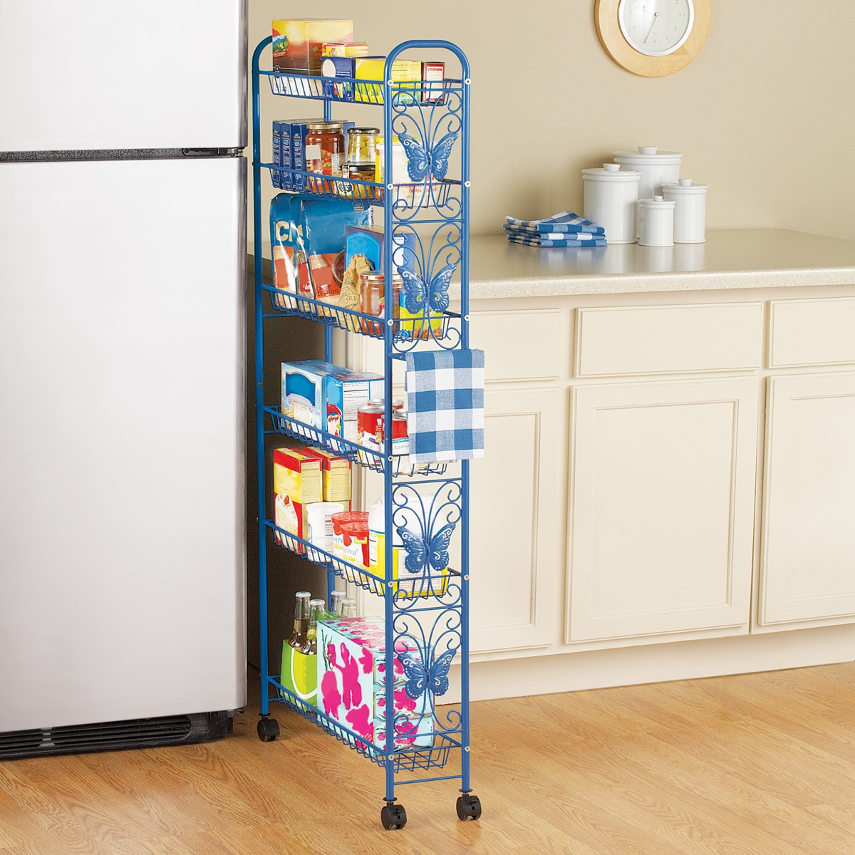Metal Butterfly 6 Shelf Rolling Pantry Cart Collections Etc.