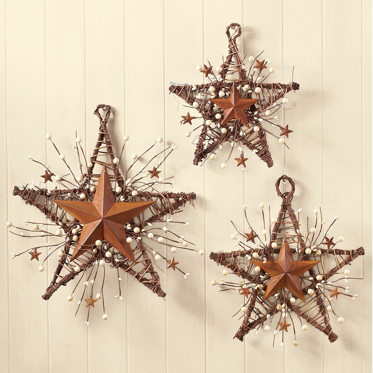 Rustic Country Primitive Berry Star Wall Decor Set