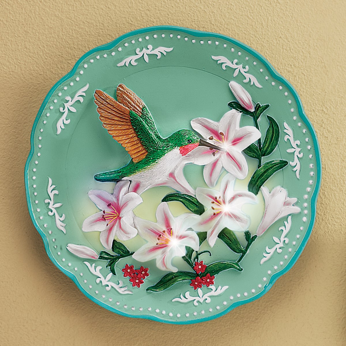Decorative Hummingbird Lighted Plate with Stand Collections Etc.