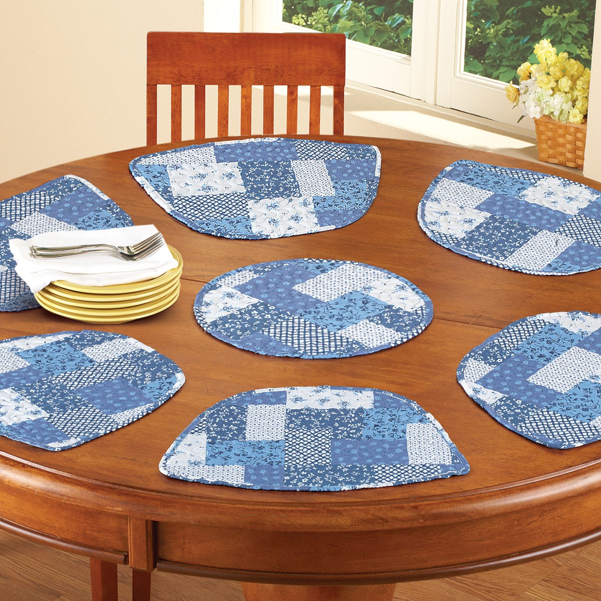 Blue Quilted Patchwork Placemat Set Collections Etc.