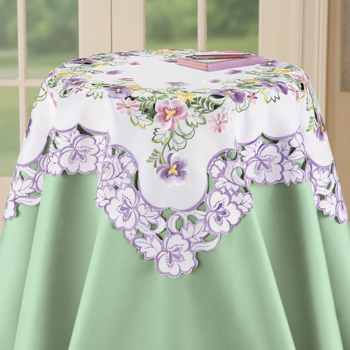 Elegant Pansy Floral Table Linens Collections Etc.