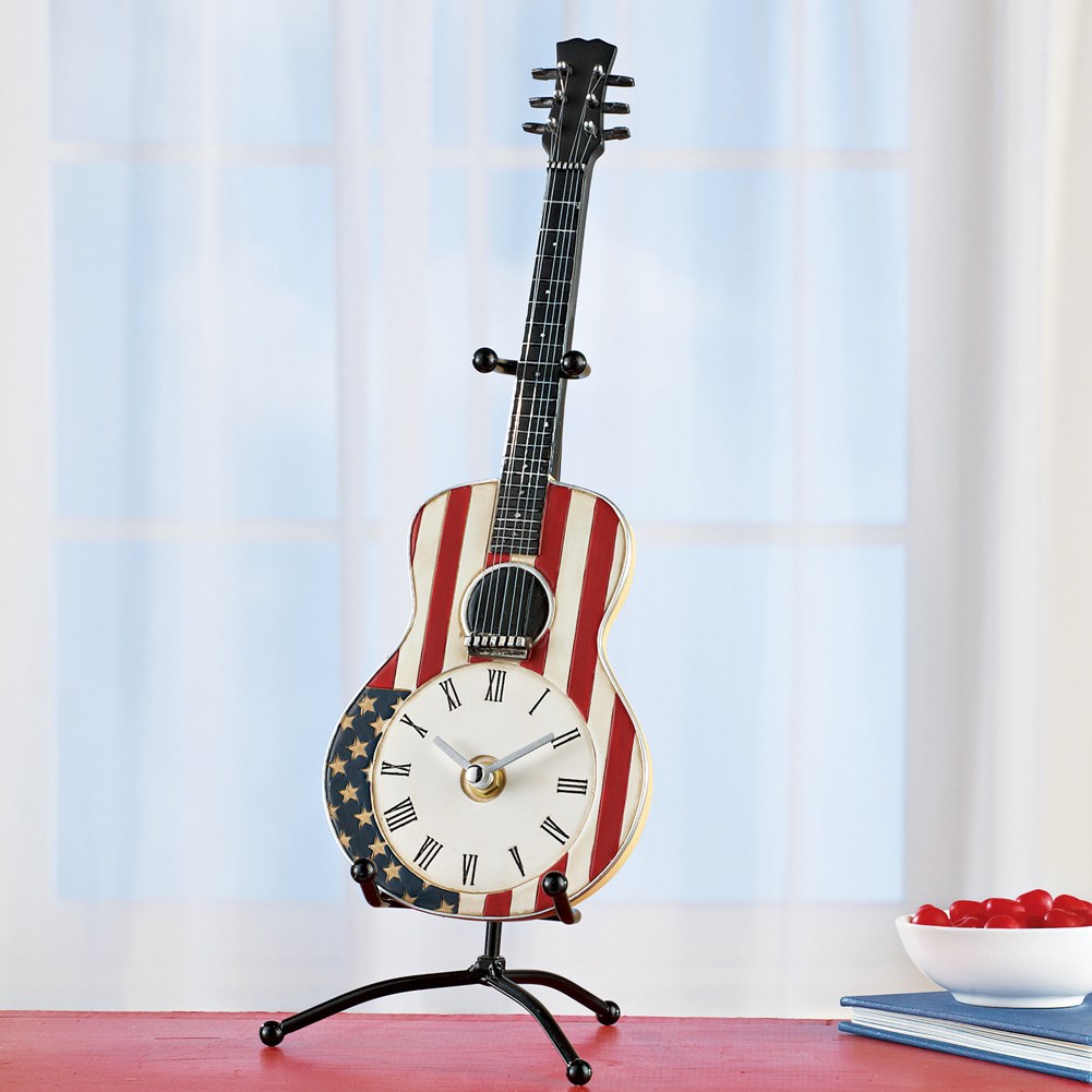 Patriotic Guitar Desk Clock Decoration Collections Etc.