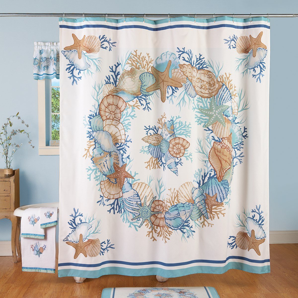 Nautical Seashell Shower Curtain | Collections Etc.