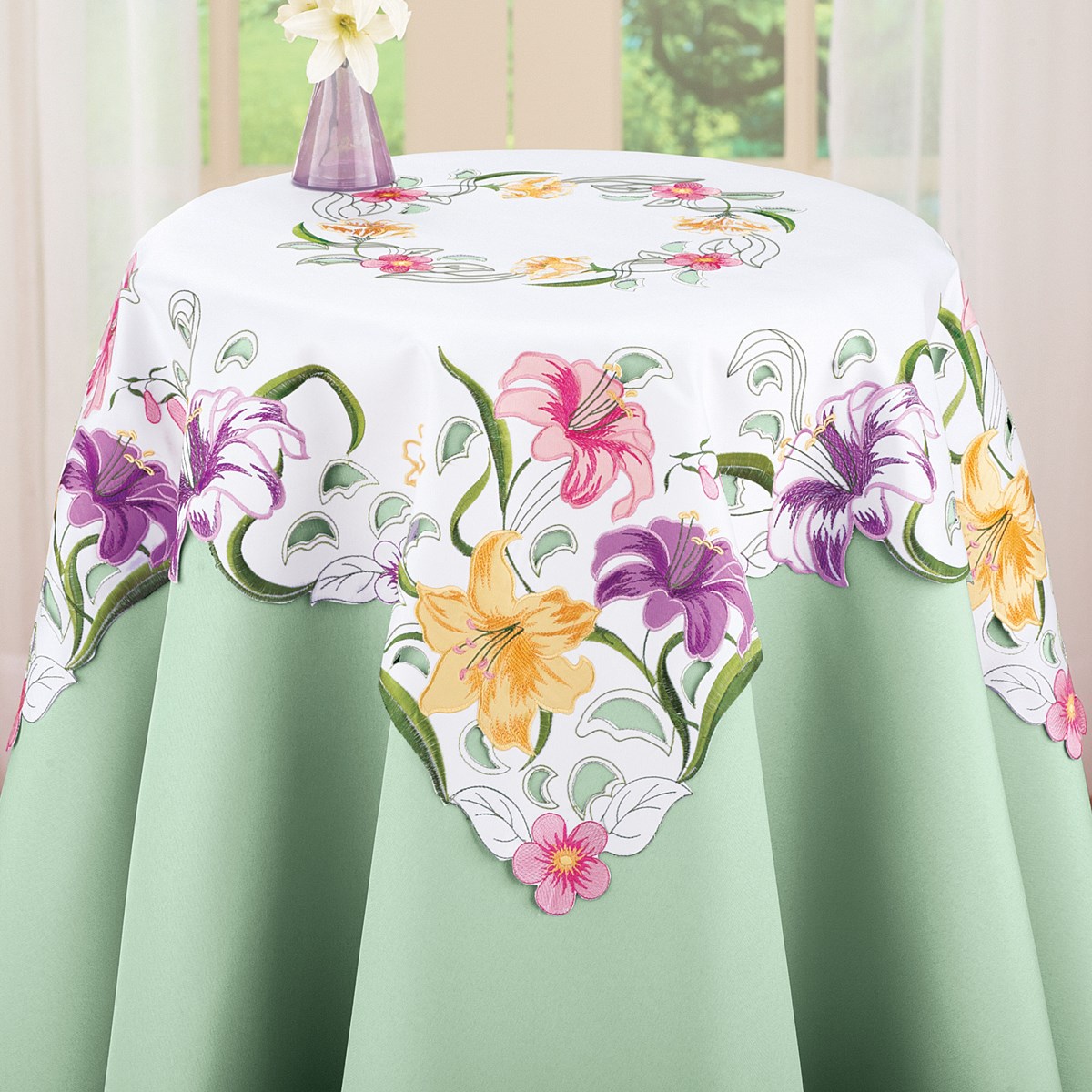 Garden Lilies Embroidered Table Linens Collections Etc.
